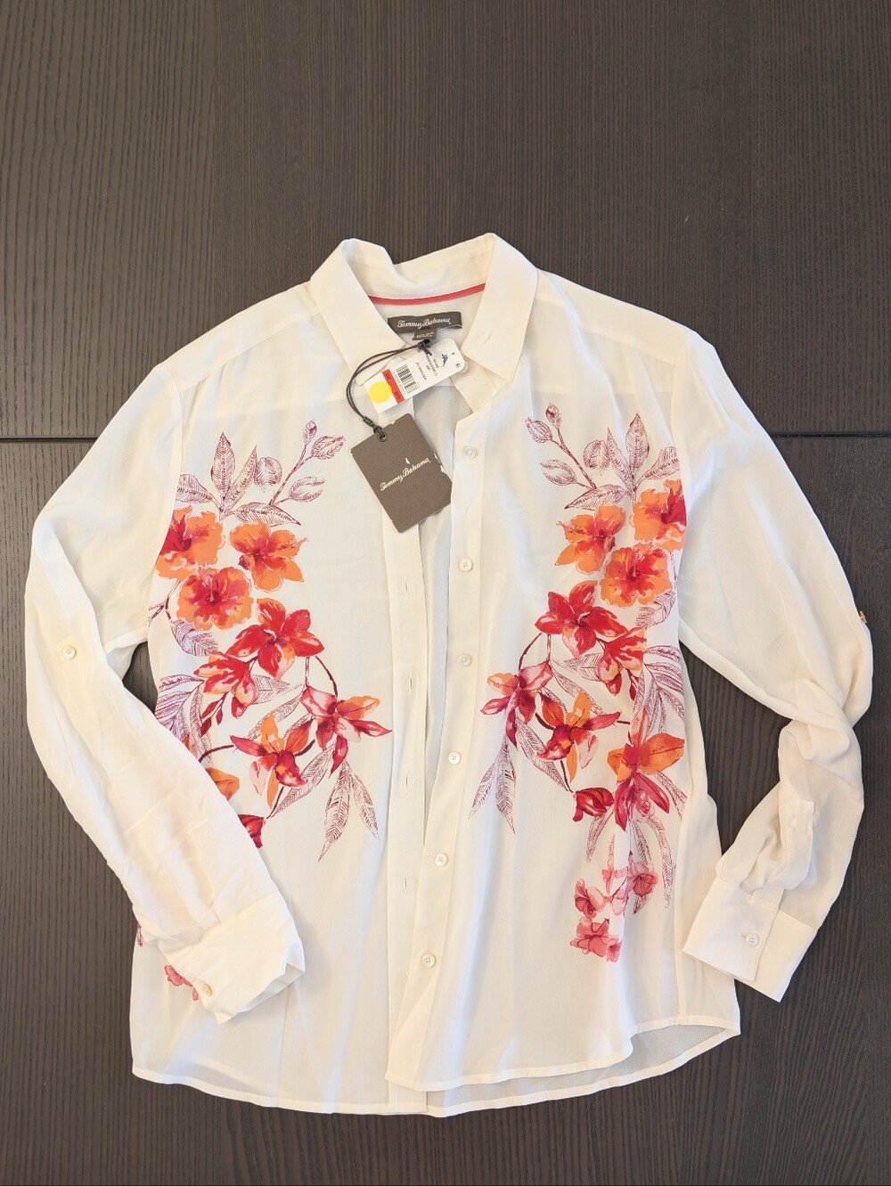 100% Silk Floral Button-Up Shirt